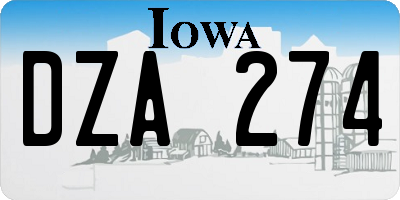 IA license plate DZA274