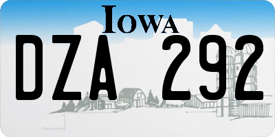 IA license plate DZA292