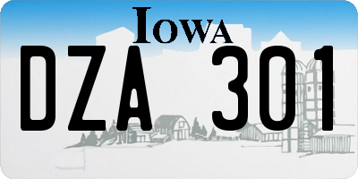 IA license plate DZA301