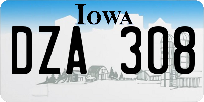 IA license plate DZA308