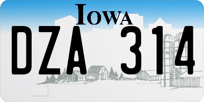 IA license plate DZA314