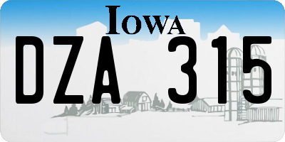 IA license plate DZA315