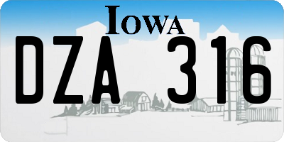 IA license plate DZA316