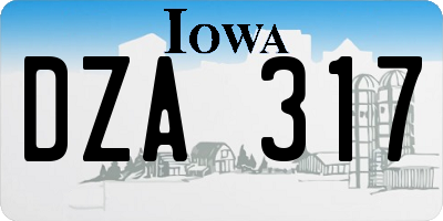 IA license plate DZA317