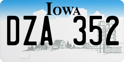 IA license plate DZA352