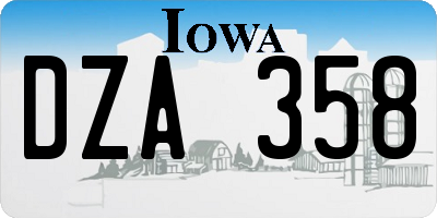 IA license plate DZA358