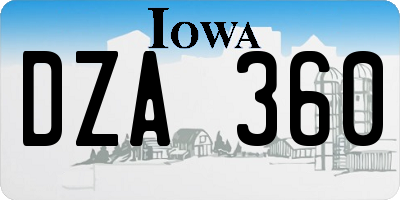 IA license plate DZA360