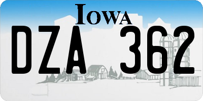 IA license plate DZA362