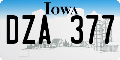 IA license plate DZA377