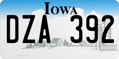 IA license plate DZA392