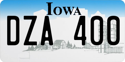 IA license plate DZA400