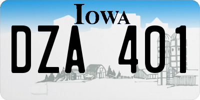 IA license plate DZA401