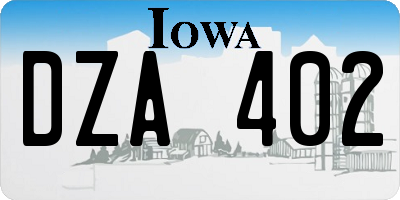 IA license plate DZA402