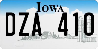 IA license plate DZA410