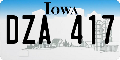 IA license plate DZA417