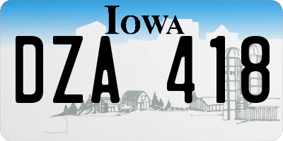 IA license plate DZA418