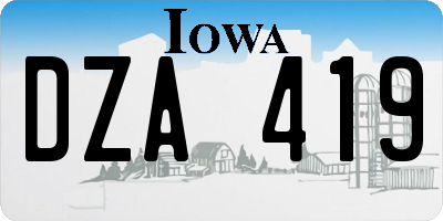 IA license plate DZA419