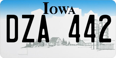 IA license plate DZA442