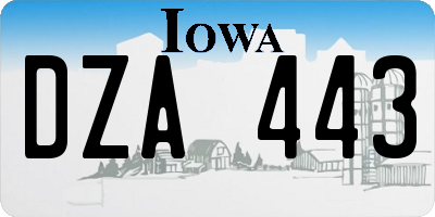 IA license plate DZA443