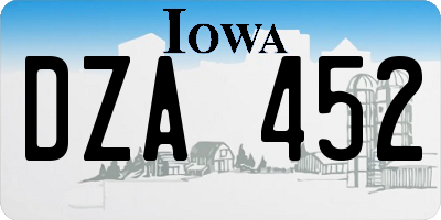 IA license plate DZA452