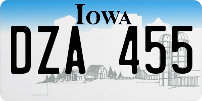 IA license plate DZA455