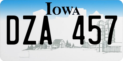 IA license plate DZA457