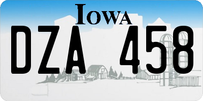 IA license plate DZA458