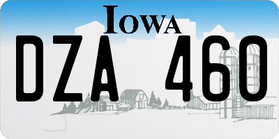 IA license plate DZA460