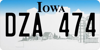 IA license plate DZA474