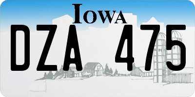 IA license plate DZA475