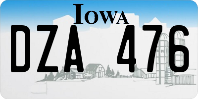 IA license plate DZA476