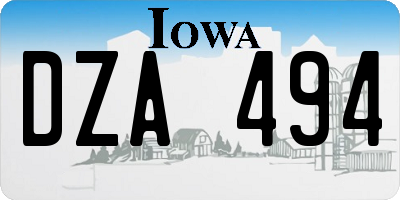 IA license plate DZA494