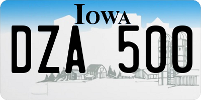 IA license plate DZA500