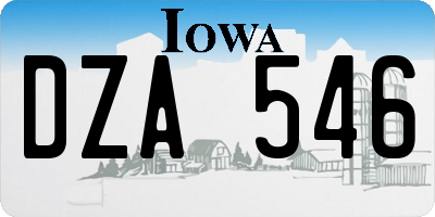 IA license plate DZA546