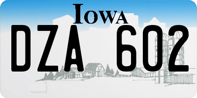 IA license plate DZA602
