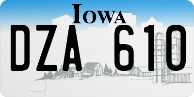 IA license plate DZA610