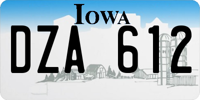 IA license plate DZA612