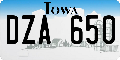 IA license plate DZA650