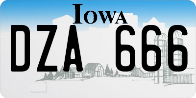 IA license plate DZA666