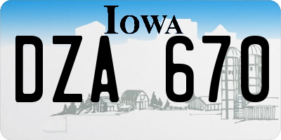 IA license plate DZA670