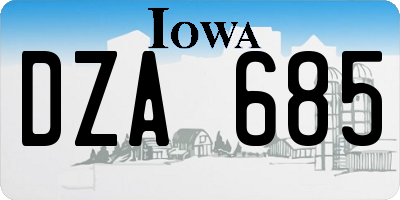 IA license plate DZA685