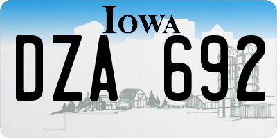 IA license plate DZA692