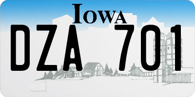 IA license plate DZA701