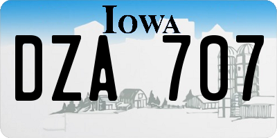 IA license plate DZA707