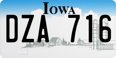 IA license plate DZA716