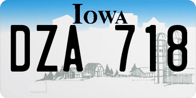 IA license plate DZA718