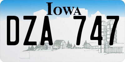 IA license plate DZA747