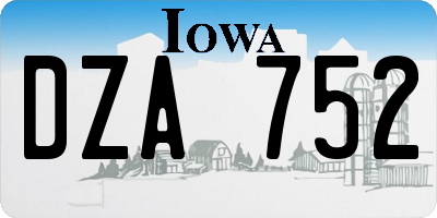 IA license plate DZA752