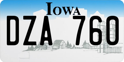 IA license plate DZA760