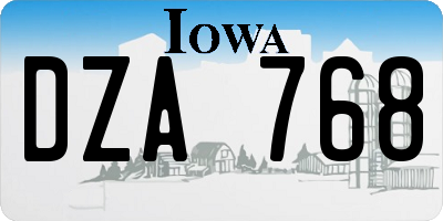 IA license plate DZA768